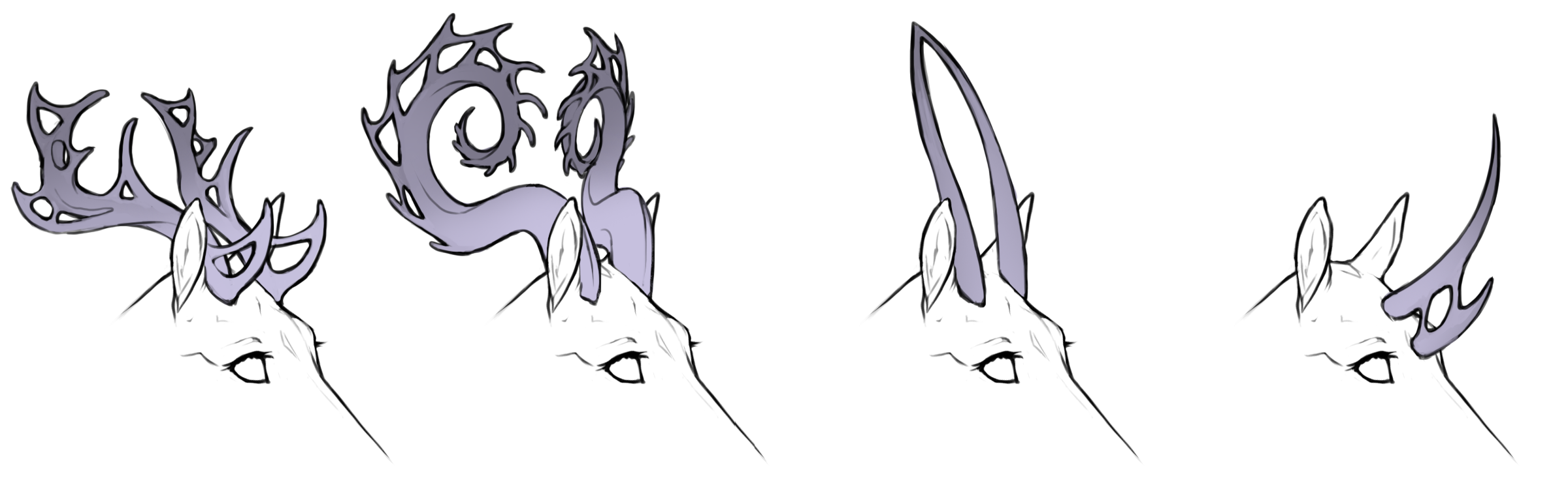 Various webbed horns