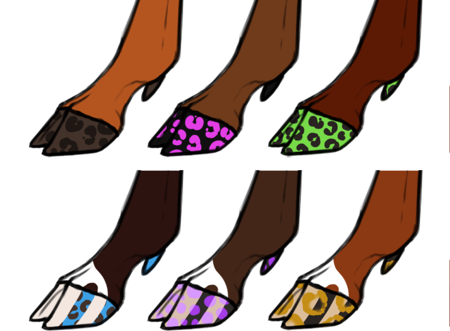 Different variations of embellished pard with different elemental alignments