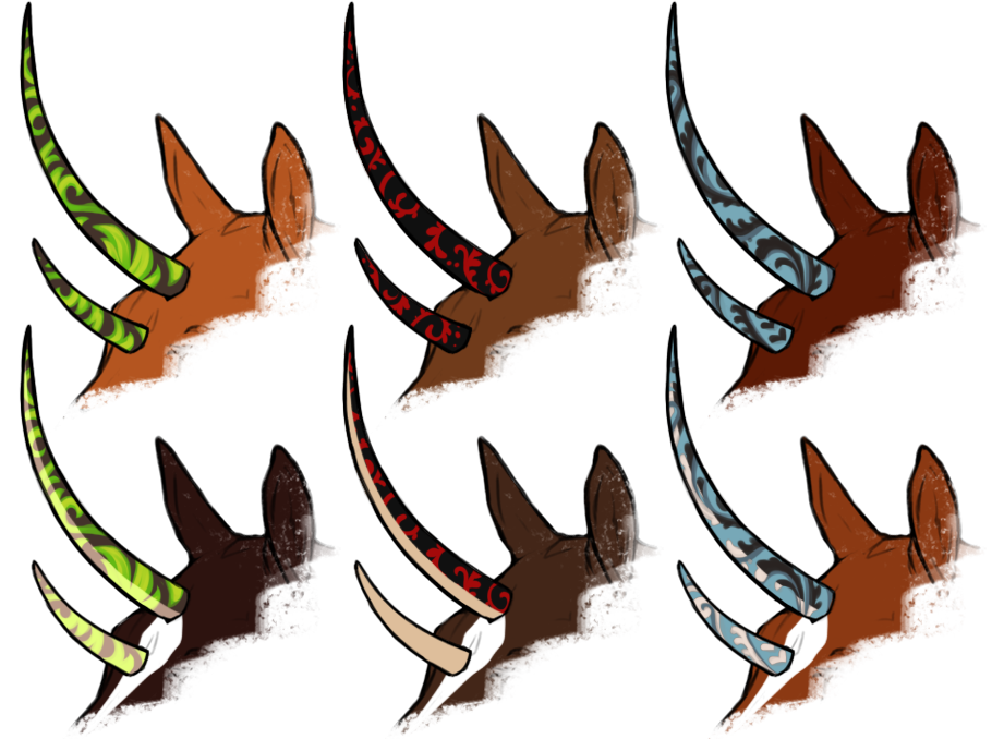 Different variations of embellished acanthus with different elemental alignments