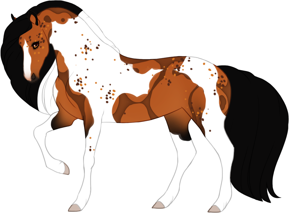 Freckle showing over tobiano, while basilisk appears as normal (under white)