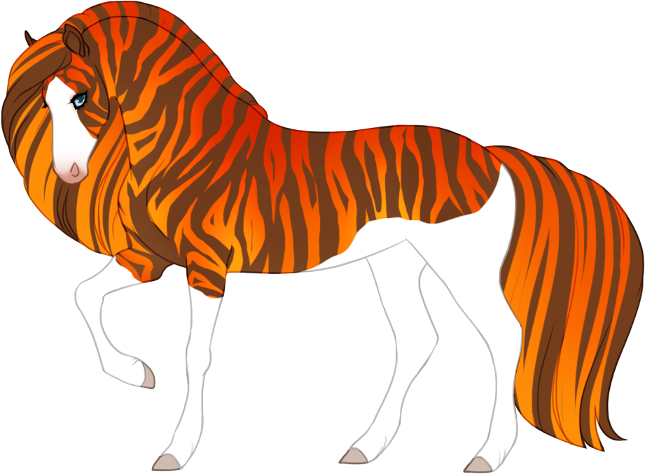 Nature primal on chestnut tabby splash, affecting mane/tail, and always goes below white markings