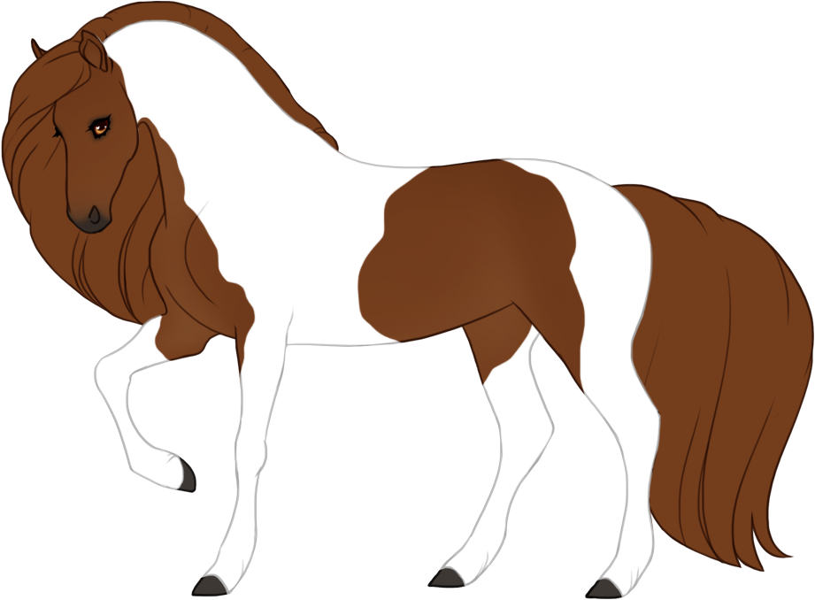 Tobiano with occluded white in the mane, tail, and hooves