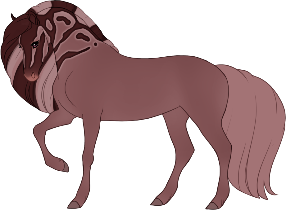 Dark patterns with light accents, affecting mane