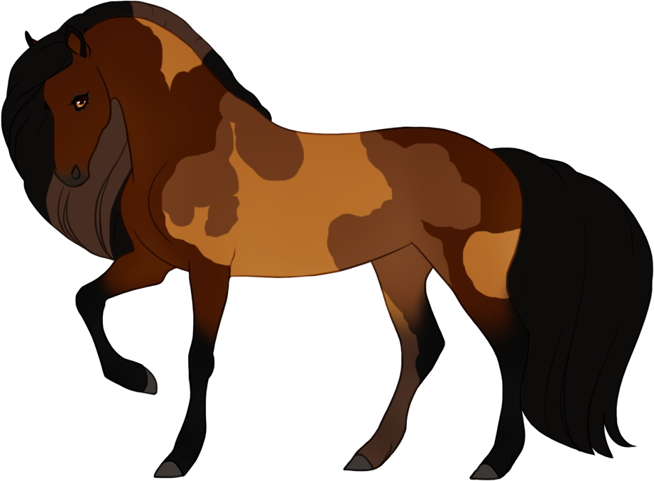 Mosaic on bay, light accent patches slightly lightening the black points (mane and leg)