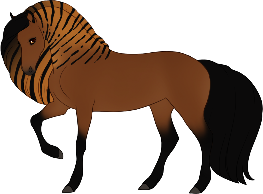 Vertical neck stripes with accents, affecting mane