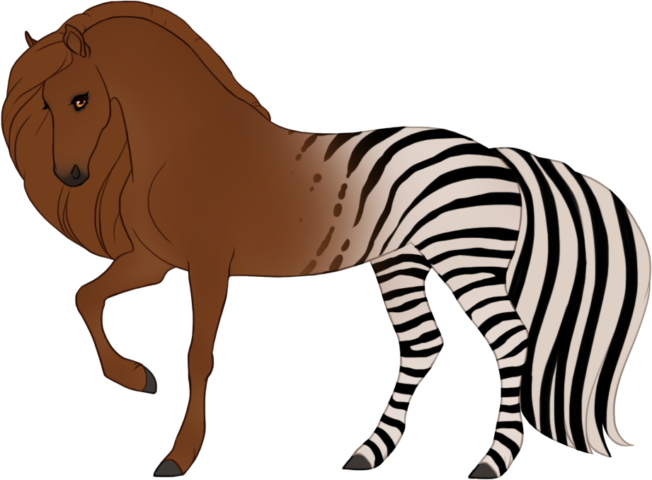 "Quagga" stripes with light accents, blending into coat