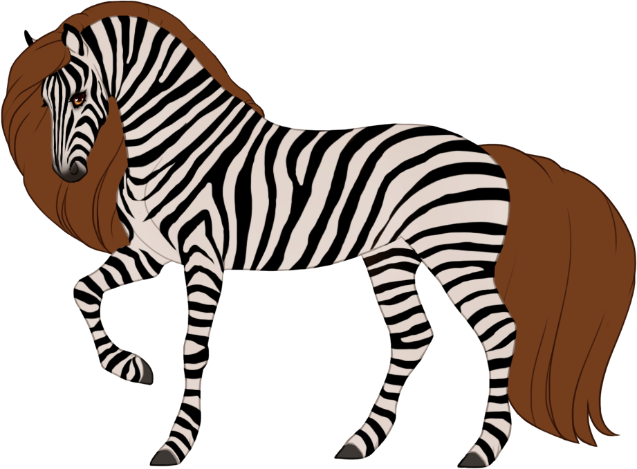 "Zebra" stripes with light accents, covering the whole body and not affecting mane or tail