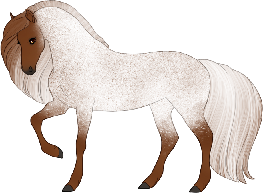 Uneven/textured roan, affecting mane and tail