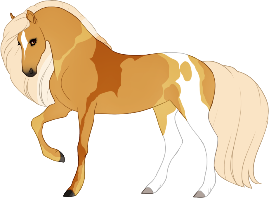 Calico tobiano affecting hooves (the white tobiano socks on the front legs have been hidden with occlusion)